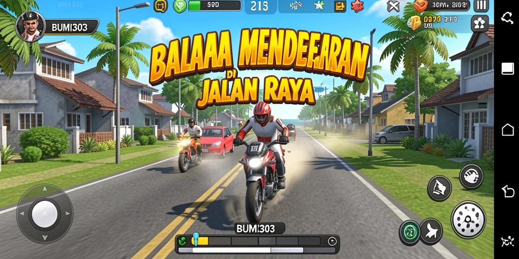 Tampilan gameplay Racing yang seru dan mendebarkan di BUMI303.