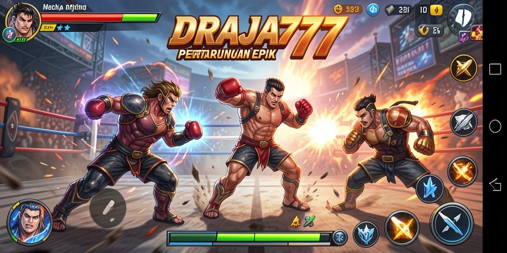Tampilan gameplay <strong>DRAJA777</strong> mendebarkan dengan aksi pertarungan yang intens.