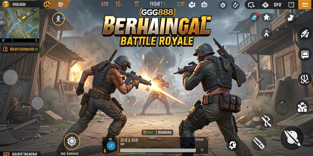Gameplay intens GGG888 dalam pertempuran Battle Royale yang seru.
