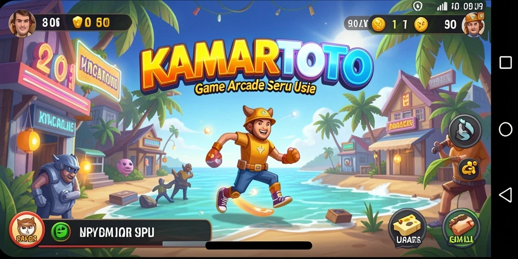 Tampilan gameplay KAMARTOTO yang penuh warna dan energik.