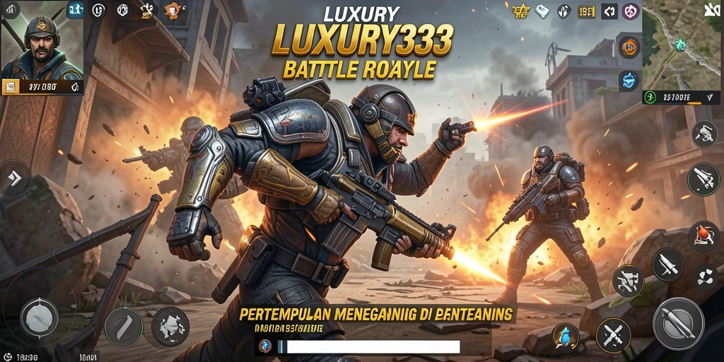 Tangkapan layar LUXURY333 menampilkan aksi pertempuran intens di arena Battle Royale.