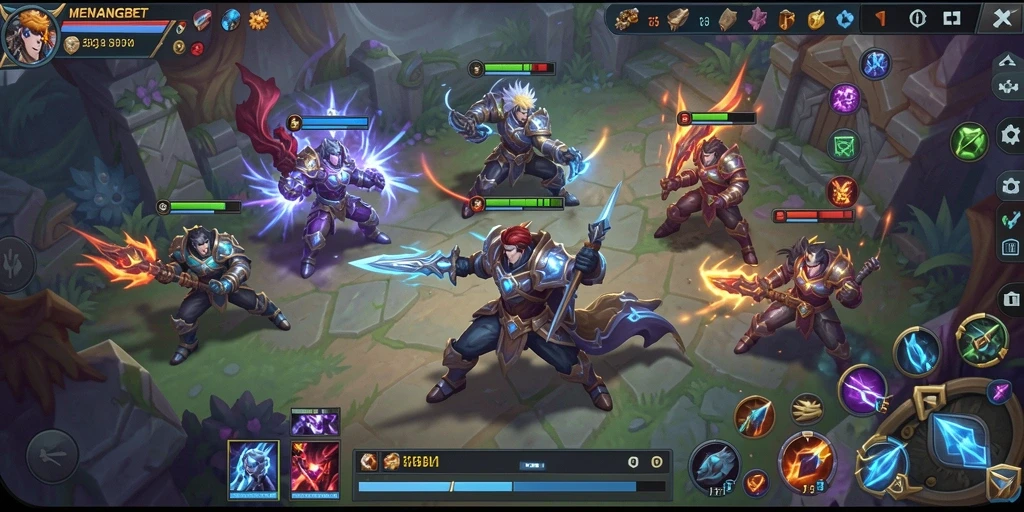 Menampilkan aksi seru dalam gameplay MOBA di MENANGBET.