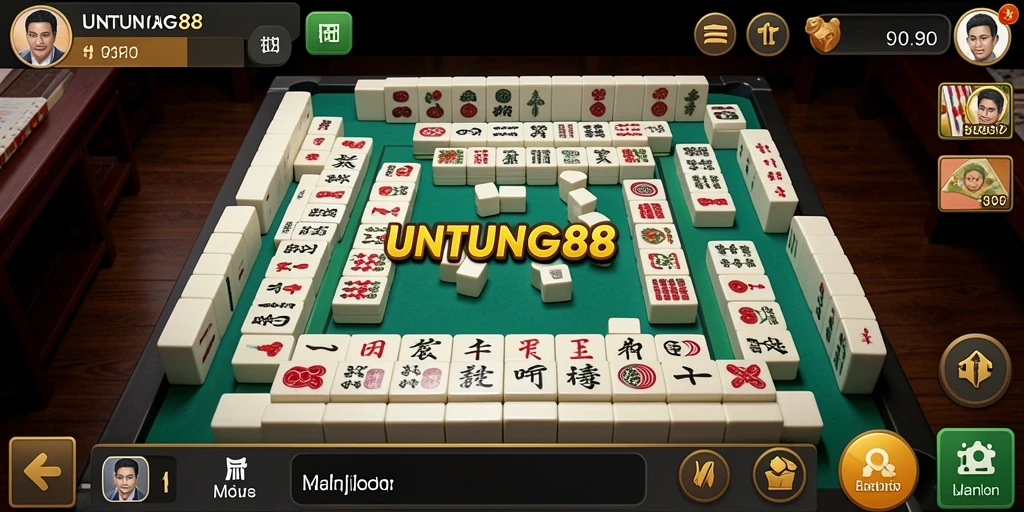 Tampilan gameplay UNTUNG88 yang menarik dengan ubin Mahjong berwarna-warni.