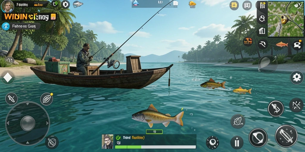 Screenshot gameplay WINIDN yang menunjukkan aksi seru memancing ikan.